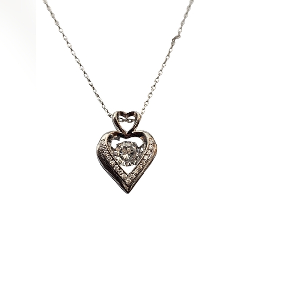 Double heart rhinestone floating necklace NWOT - Picture 1 of 2